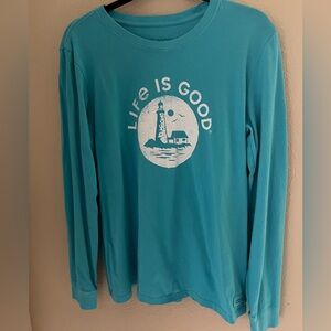 Life is Good Teal Long Sleeve Tee
